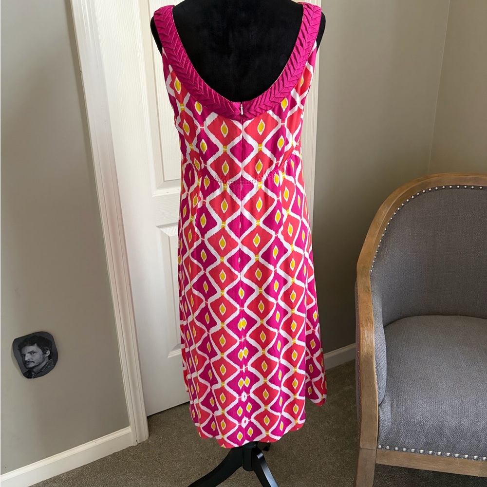 Tory Burch Vibrant Pink and White Midi Dress - Picture 3 of 7